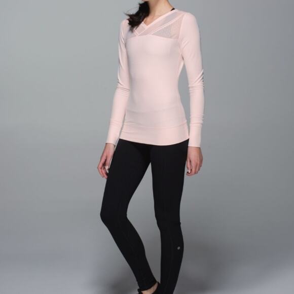 Lululemon Heathered Parfait Pink Just Breathe Long Sleeve 4 - Picture 9 of 9